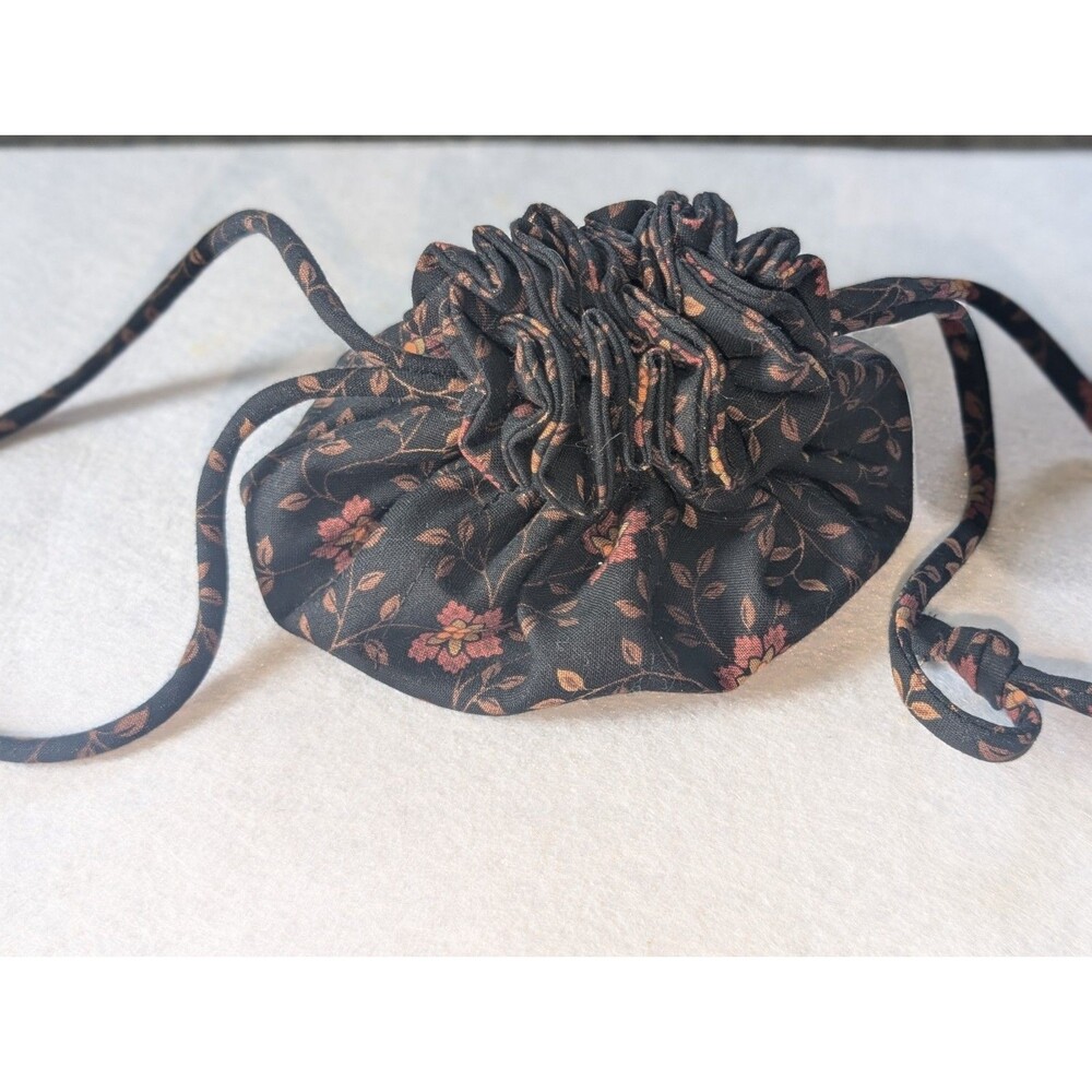 EUC Rare Vera Bradley 90s Black Walnut Jewelry Cosmetics Drawstring bag Y2K